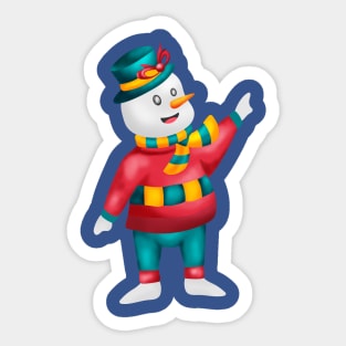 Simple Draw Snowman Cartoon Vector Illustration Design Happy Ice Man for Christmas Holiday Sticker